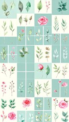 Watercolor botanical elements