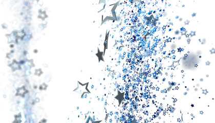 Sparkling blue and silver stars on white. Perfect for celebratory designs, backgrounds, and more.
