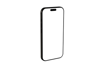 High-quality image of a black smartphone with a blank screen, perfect for app presentations or website mockups. Isolated on white background.
