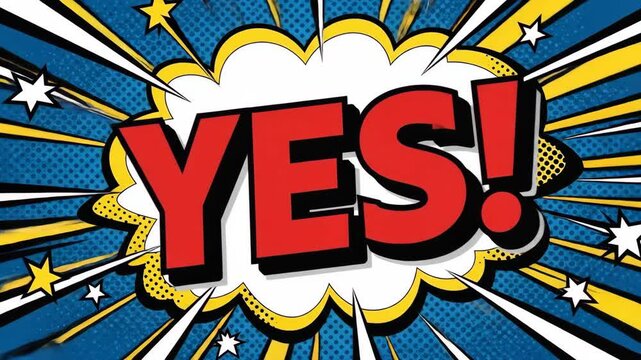 Comic Book "YES!" Text with Pop Art Background