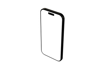 Clean image of a black smartphone with a blank screen. Perfect for app presentations, website mockups, and technology designs.