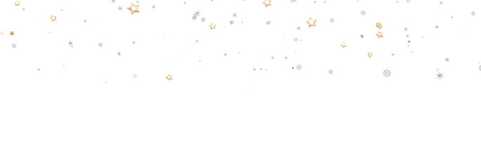 Festive background with gold and silver stars and snowflakes. Perfect for holidays.