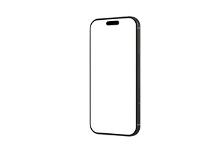 High-quality image of a black smartphone with a blank screen, perfect for app presentations or website mockups.