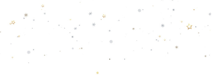 Sparkling holiday background with gold stars and silver snowflakes. Perfect for winter, Christmas, or New Year designs.