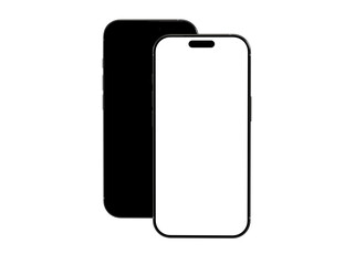 High-quality mockup of two smartphones, one with a black screen and one with a white screen. Perfect for app presentations or website designs.