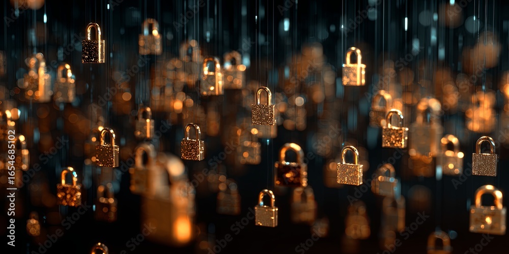 Wall mural global network of digital security locks representing cybersecurity and data protection concepts in 
