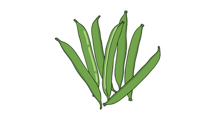 Obraz premium Illustration of Fresh Green Beans in a Simple Artistic Style for Culinary or Gardening Concepts