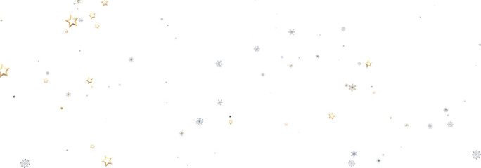 Festive winter background with gold and silver stars and snowflakes. Perfect for holiday designs.