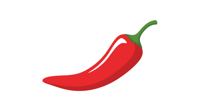 Vibrant red chili pepper illustration emphasizing its curved shape and fresh, spicy appeal for culinary and health uses