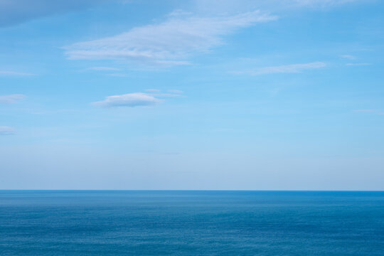 Peaceful horizon of the Cantabrian Sea in Basque country