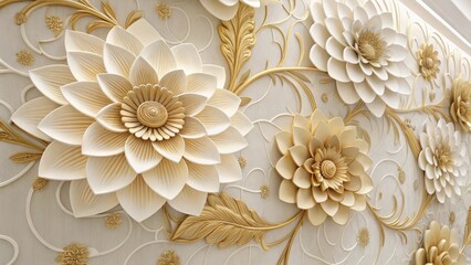 Elegant embossed gold floral pattern with intricate details