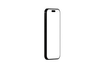 High-quality image of a black smartphone with a blank screen, perfect for app presentations or website mockups. Isolated on white background.