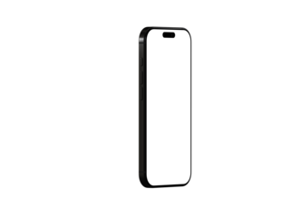 High-quality image of a black smartphone mockup with a blank screen, perfect for app presentations or website designs. Isolated on white backgr