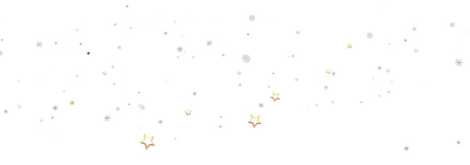 Elegant winter design with gold stars and silver snowflakes. Perfect for holidays.