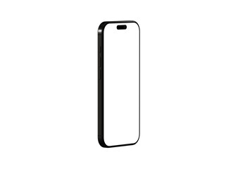 High-quality photo of a black smartphone mockup with a blank screen, perfect for app presentations or website designs.  Isolated on white backg
