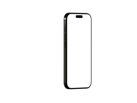 High-quality image of a black smartphone with a blank screen, perfect for app presentations or website mockups.  Easy to use and customize.