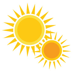 Two bright yellow suns illustration vector graphic scalable eps icon for weather and summer themes white background