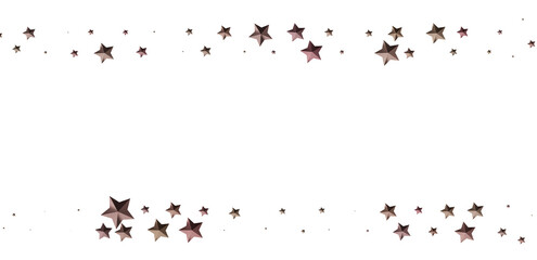 Beautiful rose gold stars scattered on white background. Perfect for festive designs.