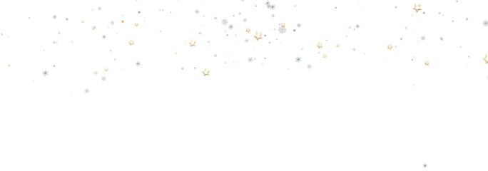 Beautiful festive background with gold and silver stars and snowflakes. Perfect for holidays.