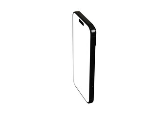 High-quality image of a black smartphone mockup with a blank screen, isolated on a white...