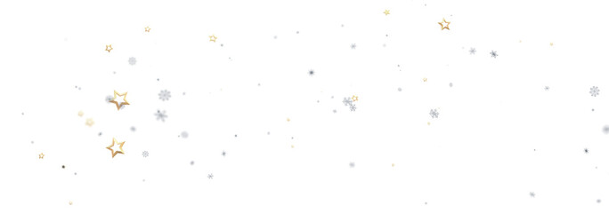 Sparkling festive background with gold and silver stars and snowflakes. Perfect for Christmas and New Year.