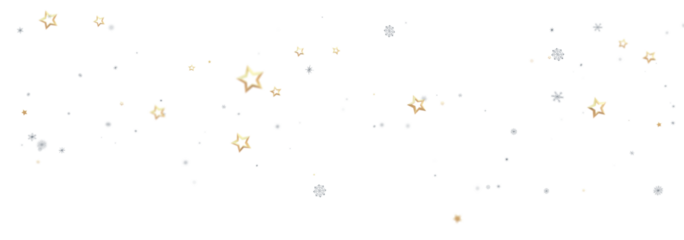 Sparkling winter background with gold stars and silver snowflakes. Perfect for holidays.