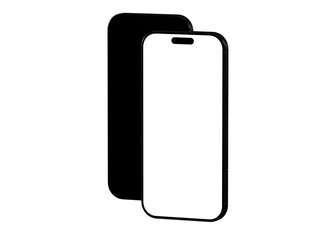 High-quality mockup of two black smartphones with blank screens. Perfect for app presentations or website designs.