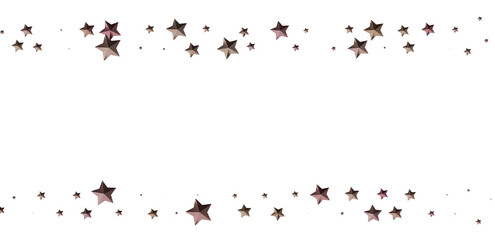 Obraz premium Beautiful rose gold stars scattered on white background. Perfect for festive designs.