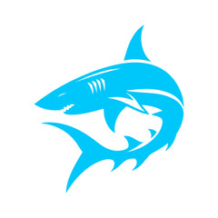 Obraz premium Blue Shark Silhouette Swimming Gracefully.