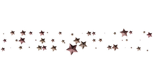 Beautiful rose gold stars scattered on white background. Perfect for festive designs.
