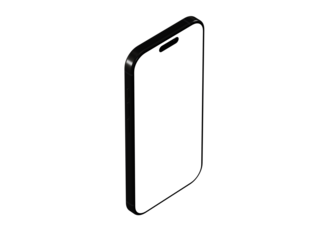 High-quality image of a black smartphone mockup with a blank screen, perfect for app presentations or website designs. Isolated on white backgr