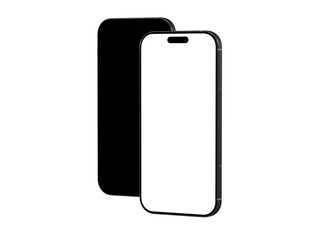 High-quality mockup of two black smartphones with blank screens. Perfect for app presentations or website design.