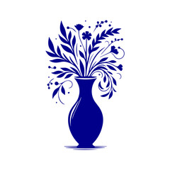 Elegant Blue Floral Arrangement in Vase.