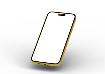 High-quality image of a golden smartphone with a blank screen, perfect for app presentations or website designs.