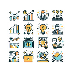 collection of business success icons