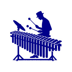 Silhouette of a Musician Playing the Marimba 1.