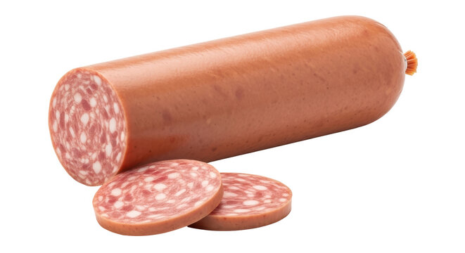 Isolated Sliced Salami Sausage