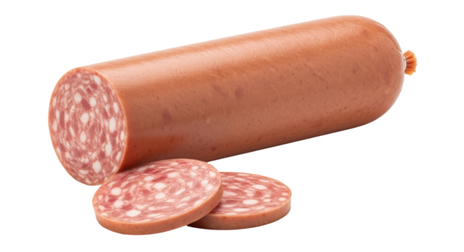 Isolated Sliced Salami Sausage