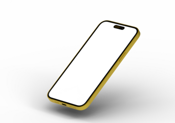 High-quality image of a yellow smartphone with a blank screen, perfect for app presentations or mobile device showcases.