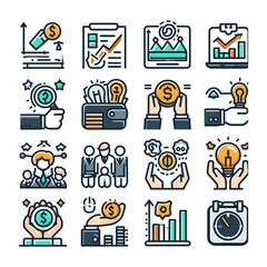 collection of business success icons