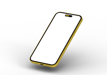 High-quality image of a gold smartphone with a blank screen, perfect for app presentations or website mockups. Download now!