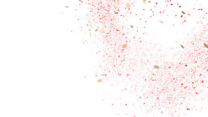 Red and Gold Confetti Explosion on White Background