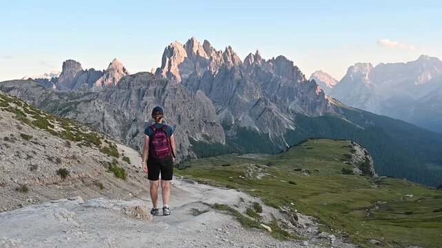 The mountain peaks of Ciadin del deserto in the Dolomites in Italy	