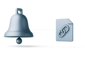Alert and Link: A stylized image features a bell and a file icon with a link symbol, visually representing notification and interconnected information.
