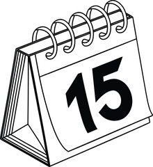 Bold date box calendar page design with a distinctive black silhouette element