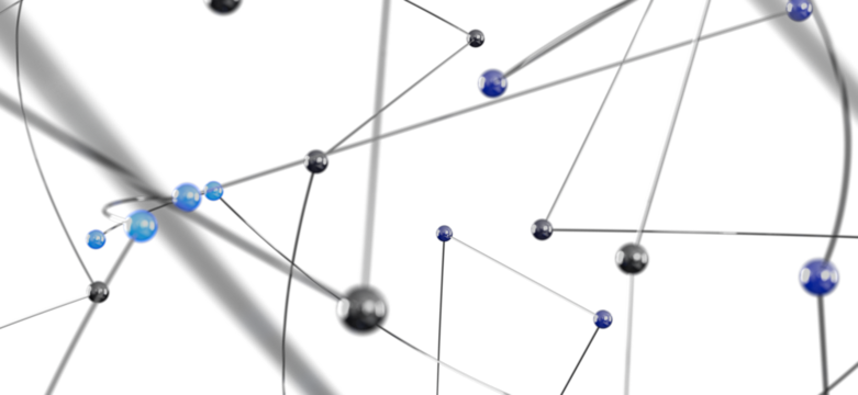 Abstract image of connected spheres, ideal for technology, network, and connection concepts.