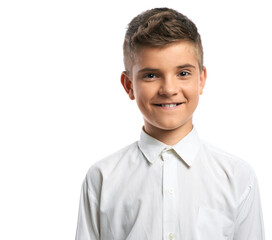 Smiling Young Boy in White Shirt