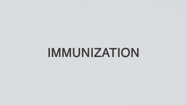 Immunization word diagnosed with a stethoscope held in hand on a white background, illustrating vaccination, medical evaluation, healthcare concept, and patient awareness