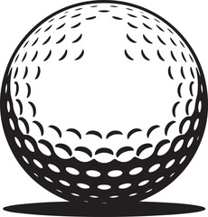 Golf ball with dotted texture on tee in solid black style vector illustration