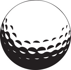 Golf ball with dotted texture on tee in solid black style vector illustration